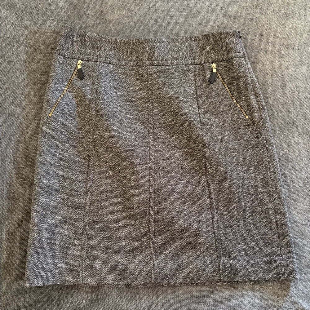 Ann Taylor Gray Pencil Skirt with Gold Zippers